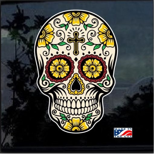 Day Of the Dead Skull Full Color 7 Inch Decal Sticker D3