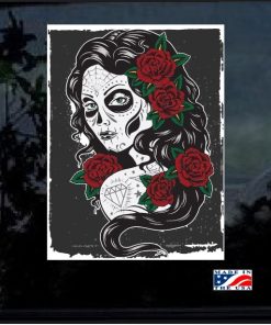 Day of the Dead Woman Full Color Outdoor Decal Sticker