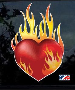 Flaming Heart Full Color Decal Sticker