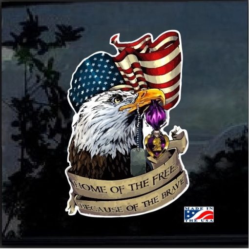 Home of the Free Eagle Flag Full Color Decal Sticker
