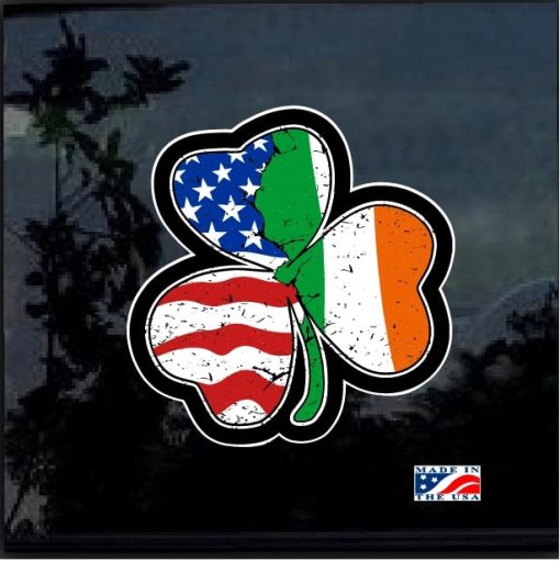 American Irish Shamrock Full Color Decal Sticker