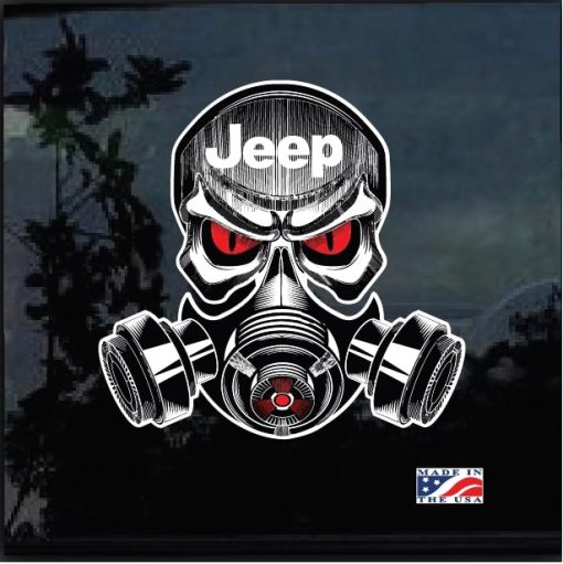 Jeep Skull Gas Mask Full Color Outdoor Decal Sticker