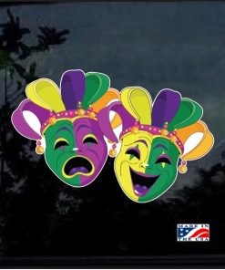Mardi Gras Comedy Tragedy Masks Color Outdoor Decal Sticker