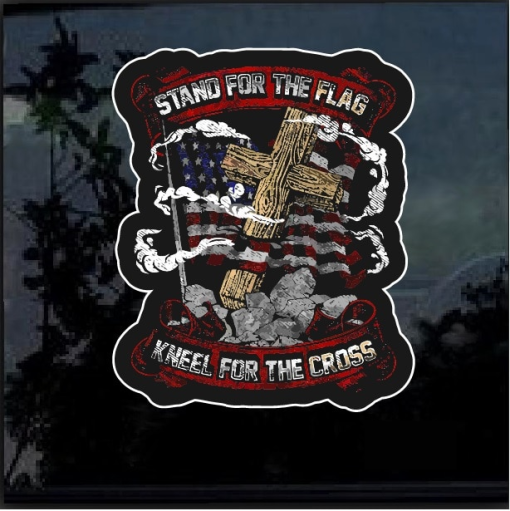 Stand for the Flag Kneel For the Cross Full Color Decal Sticker