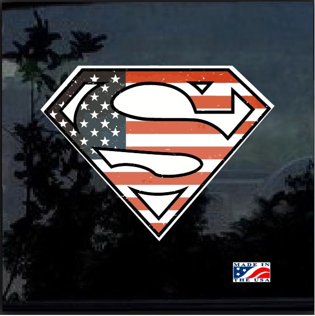 Vinyl Car Hood Full Color Graphics Decal Superman Logo USA Flag Sticker