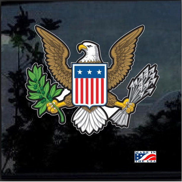 American Eagle Landing on Driftwood at the Oceanside Beach Full Color Decal Sticker 