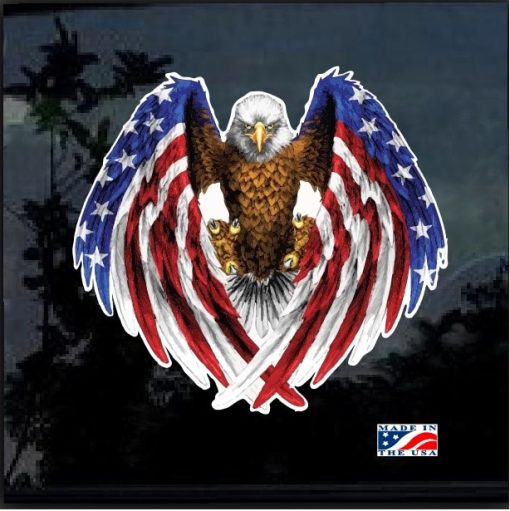 American Flag Bald Eagle Full Color Decal Sticker