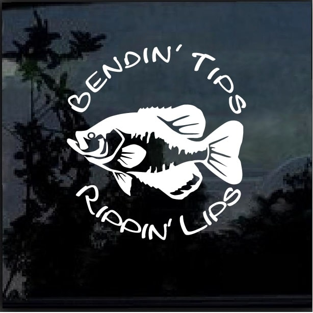 Bendin' Tips Rippin' Lips Catfish Fishing Window Wall Decal Boat Trailer Truck