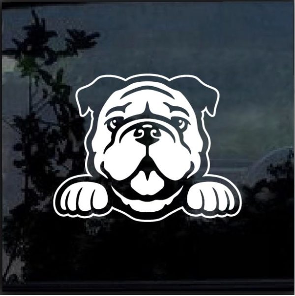 Bulldog Peeking Window Decal Sticker