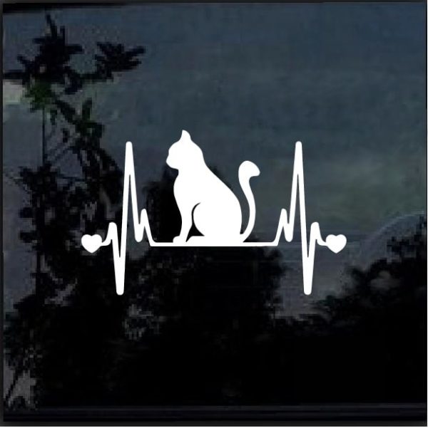 Cat Kitty Heartbeat Love Window Decal Sticker
