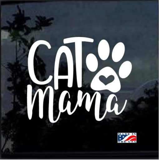 Cat Mama Heart Paw Decal Sticker