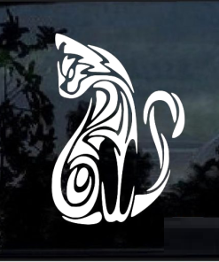 Cat Silhouette Tribal Cat Window Decal Sticker