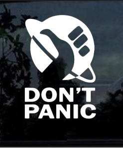 Don't Panic Hitchhikers Guide window decal Sticker
