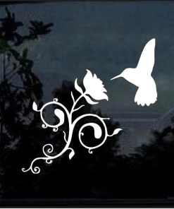 Hummingbird and Rose Flower window decal Sticker