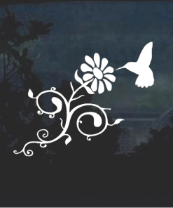 Hummingbird and Rose Flower window decal Sticker