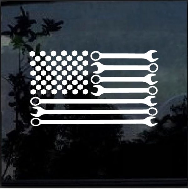 Mechanic Flag Wrenches Decal Sticker