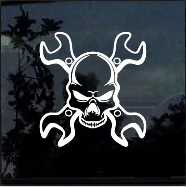 Mechanic Wrench Skull Decal Sticker
