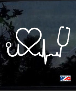 Heartbeat Stethoscope and Heart nurse Window Decal Sticker