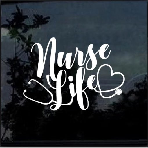 Nurse-Life-Heart-Stethoscope-Decal-11Sticker
