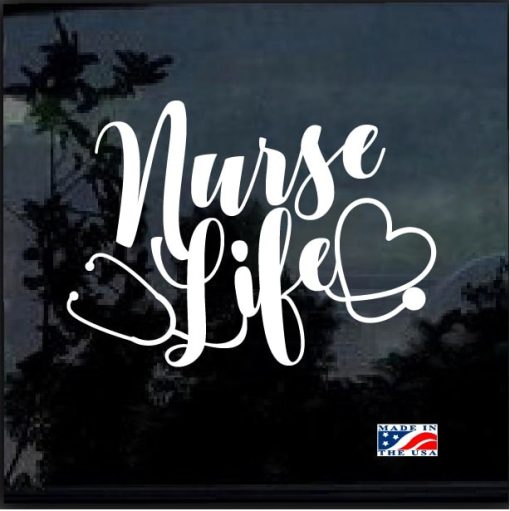 Nurse Life Stethoscope Heart Window Decal Sticker