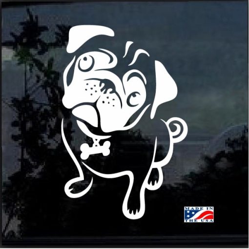 Pug looking up Window Decal Sticker