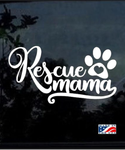 Rescue Mama Heart Paw Window Decal Sticker