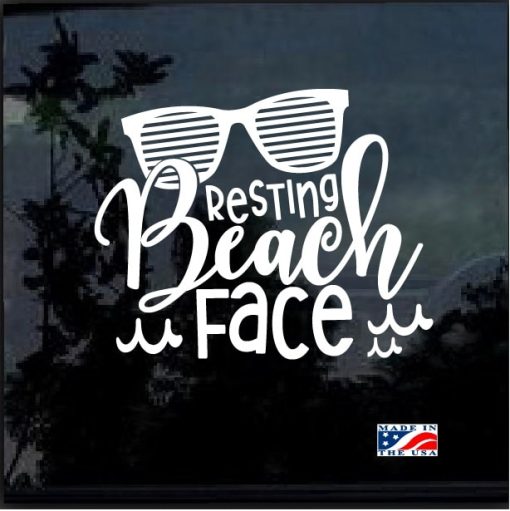Resting Beach Face Window Decal Sticker