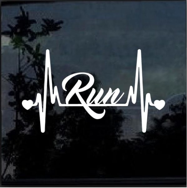 Running Run Heartbeat Window Decal Sticker