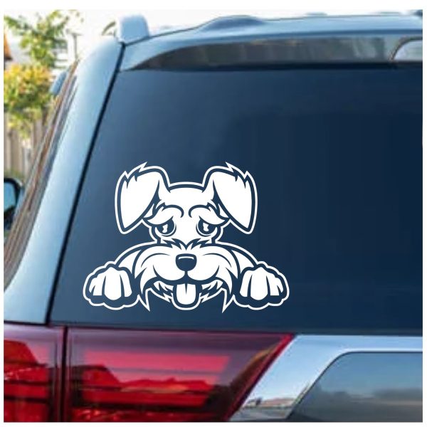 Schnauzer Peeking Window Decal Sticker