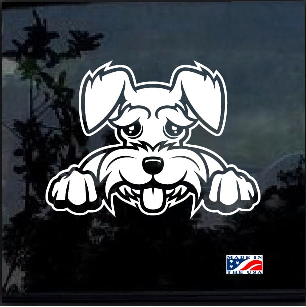 Schnauzer Peeking Window Decal Sticker