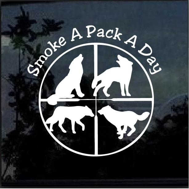 Smoke A Pack A Day Coyote Hunting Window Decal Sticker