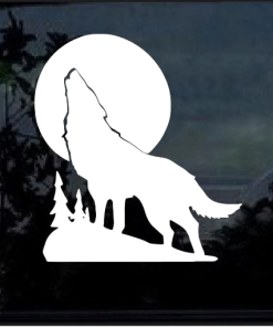 Wolf Howling Moon Silhouette window decal Sticker