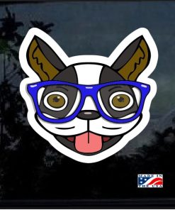 Boston Terrier with glasses Color Decal Sticker