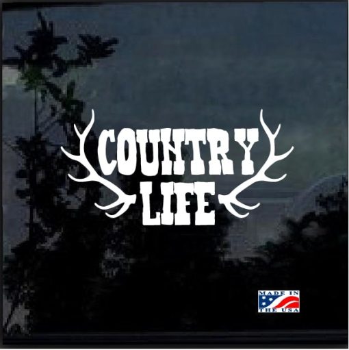 Country Life Antlers Window Decal Sticker