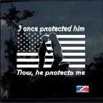 Protected Him Once Mom Military Window Decal Stickers