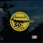 Barracuda 50 plus years 3-1/2 round Window Decal Sticker