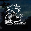Calvin Peeing Damn Wind Decal Sticker
