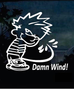 Calvin Peeing Damn Wind Decal Sticker
