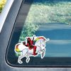 Deadpool Riding Unicorn Window Decal Sticker