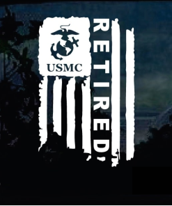 USMC Military Weathered Flag Retired Decal Sticker