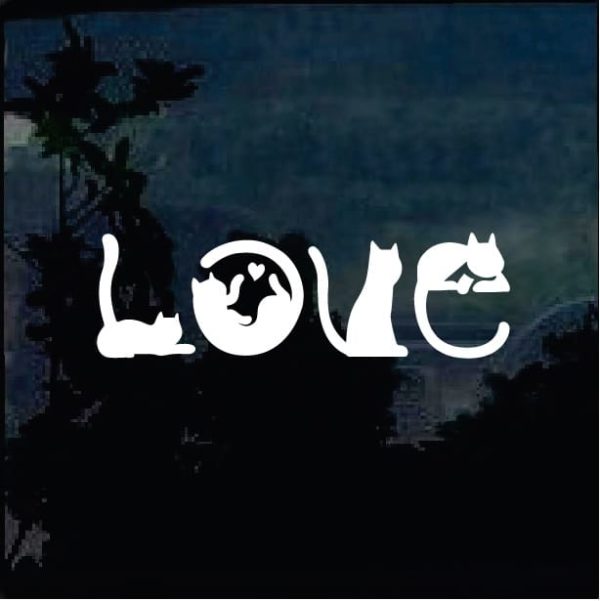 Love Cats Silhouette Window Decal Sticker