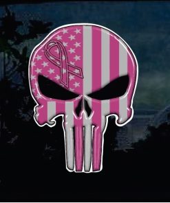 Punisher Breast Cancer Skull Decal Sticker