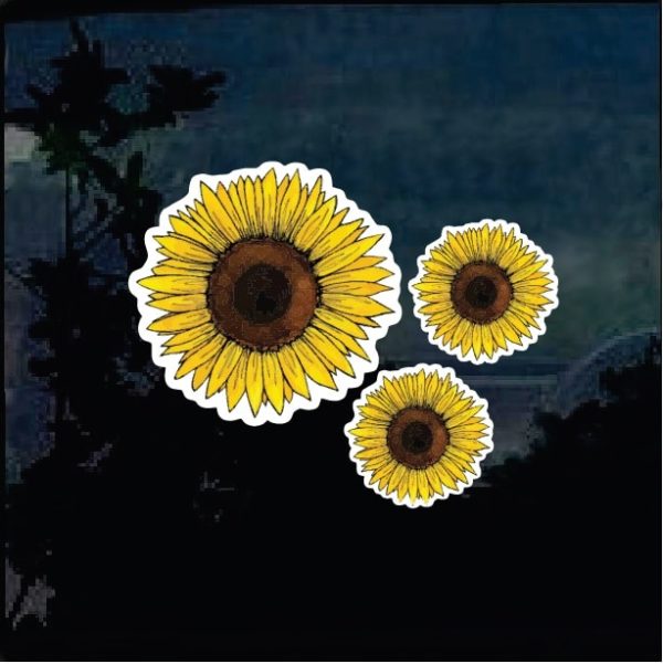 Sunflower decal sticker full waterproof outdoor color set of 3