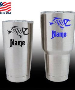 Yeti Decals - Cup Stickers - Bone Fish with Name