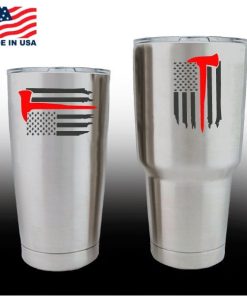 Yeti Decals - Cup Stickers - Fireman Red Axe Flag