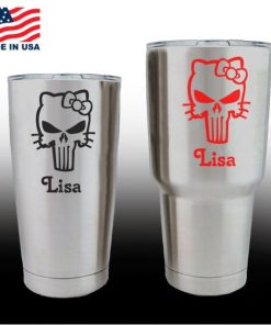 Yeti Decals - Cup Stickers - Hello Kitty Punisher with name
