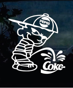 Calvin Pepsi Peeing on Coke Decal Sticker