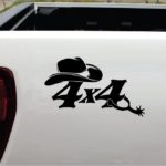 4x4 Sticker Cowboy hat and Spurs set of 2 - Ford Ford Chevy Dodge Toyota - 4x4 Decals