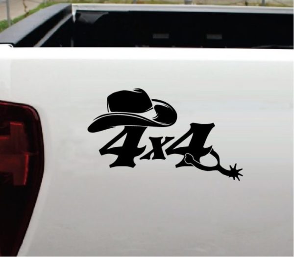 4x4 Decals - 4x4 Sticker Cowboy hat and Spurs set of 2