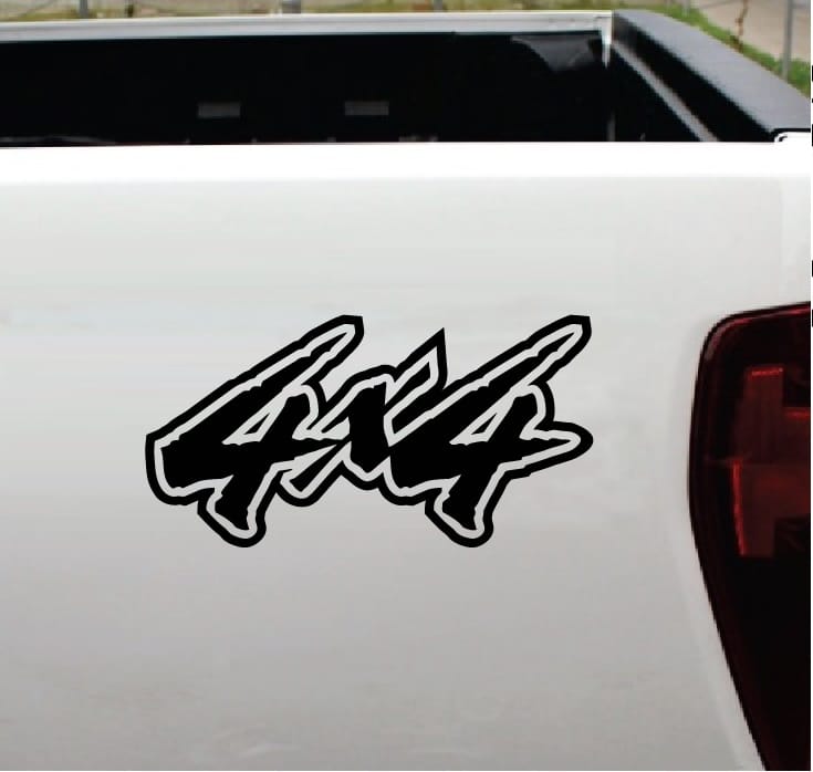 4x4 Muddy outlined style sticker Ford Dodge Chevy GMC